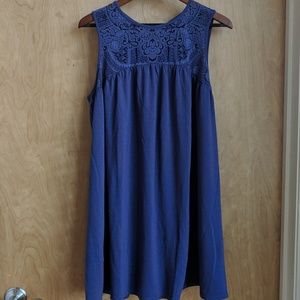 Blue Lace Yoke Swing Dress, sz Large